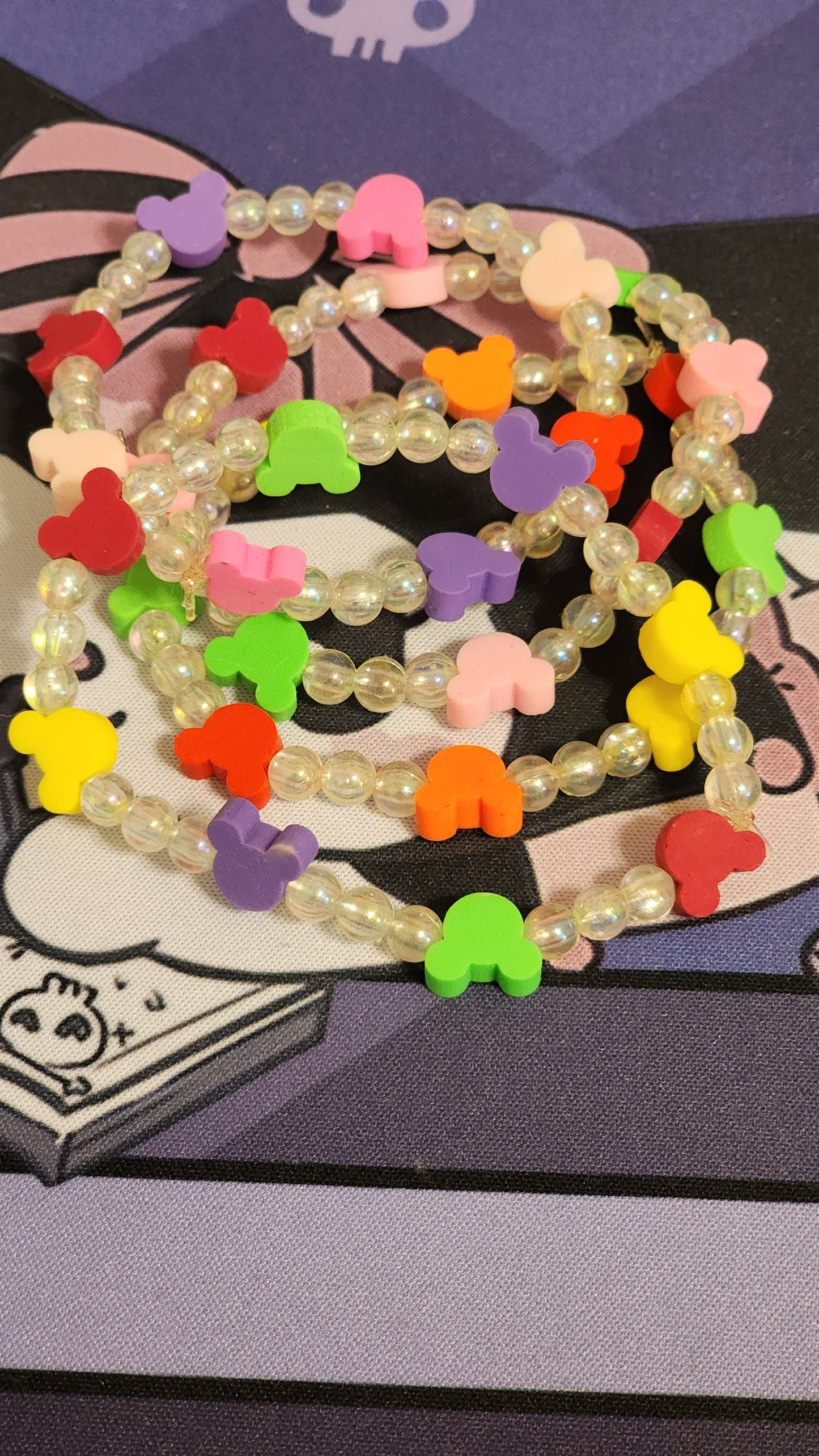 Mousing Around Clay Mickey Head Stretchy Bracelets