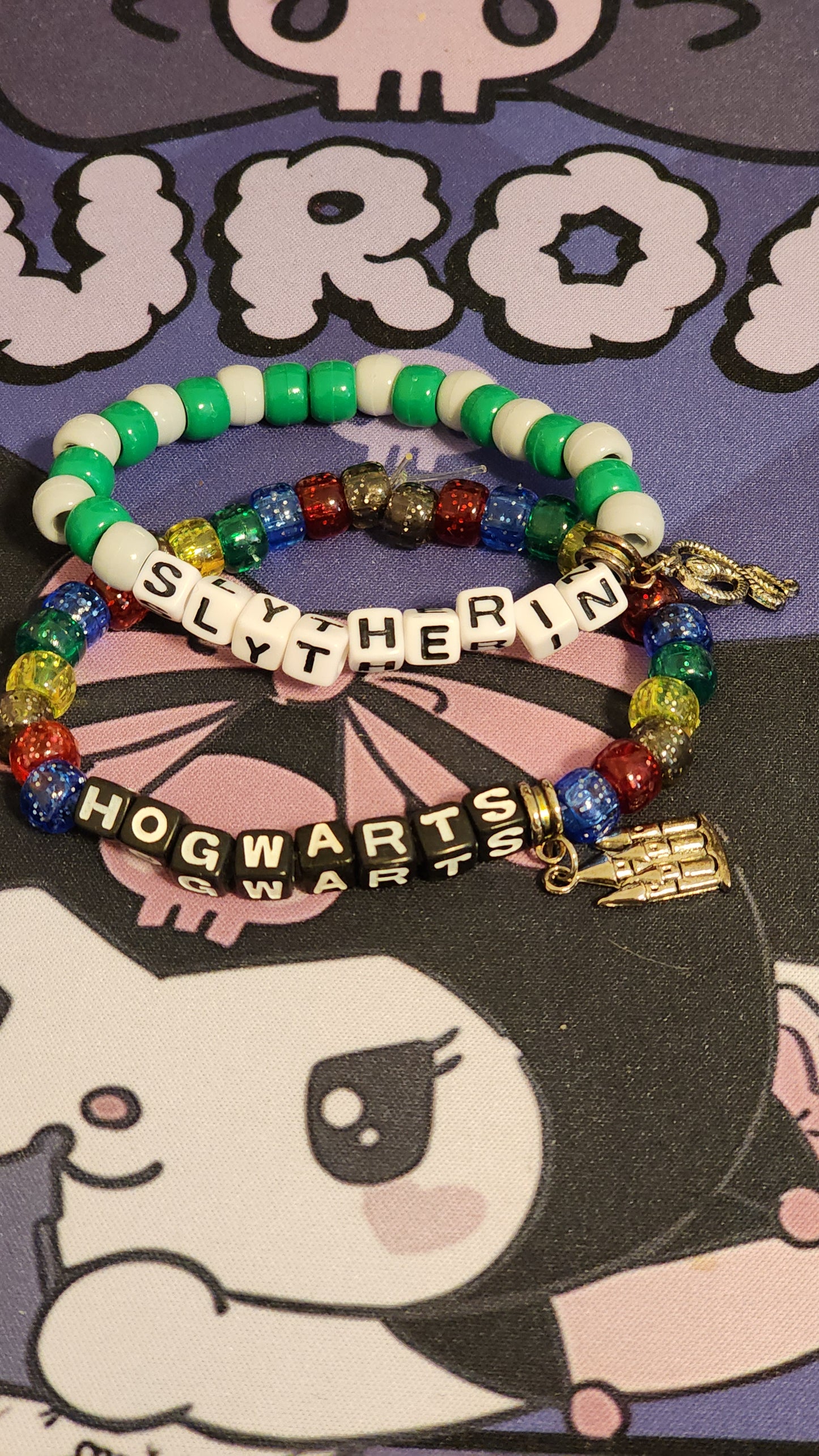 Slytherin Hogwarts Set Stretchy Charm Bracelets