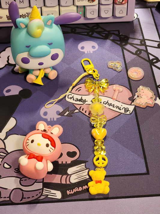 Fabulous Phone Straps & Phone/Bag Charms - Yellow Teddies in Summer Phone Charm