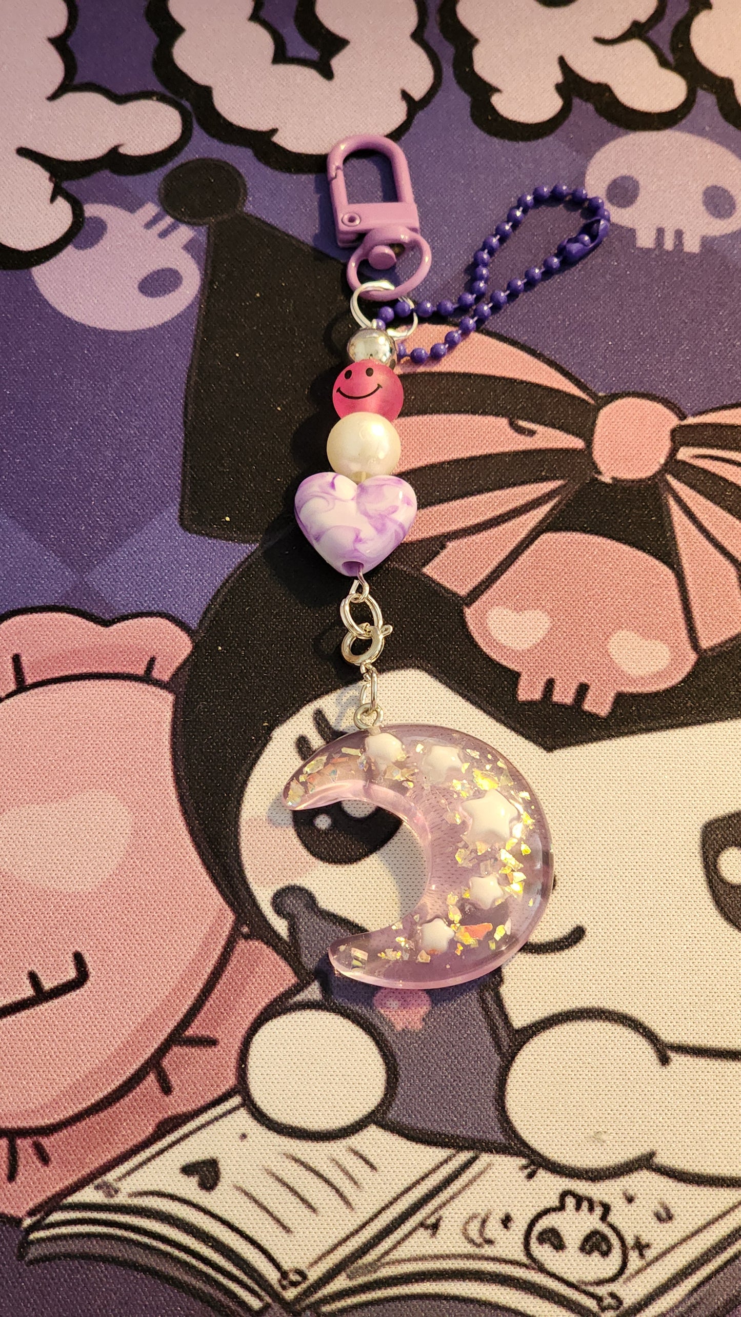 Sizzling Summer Stock - Purple Moon on a Starry Night Phone/Bag Keychains