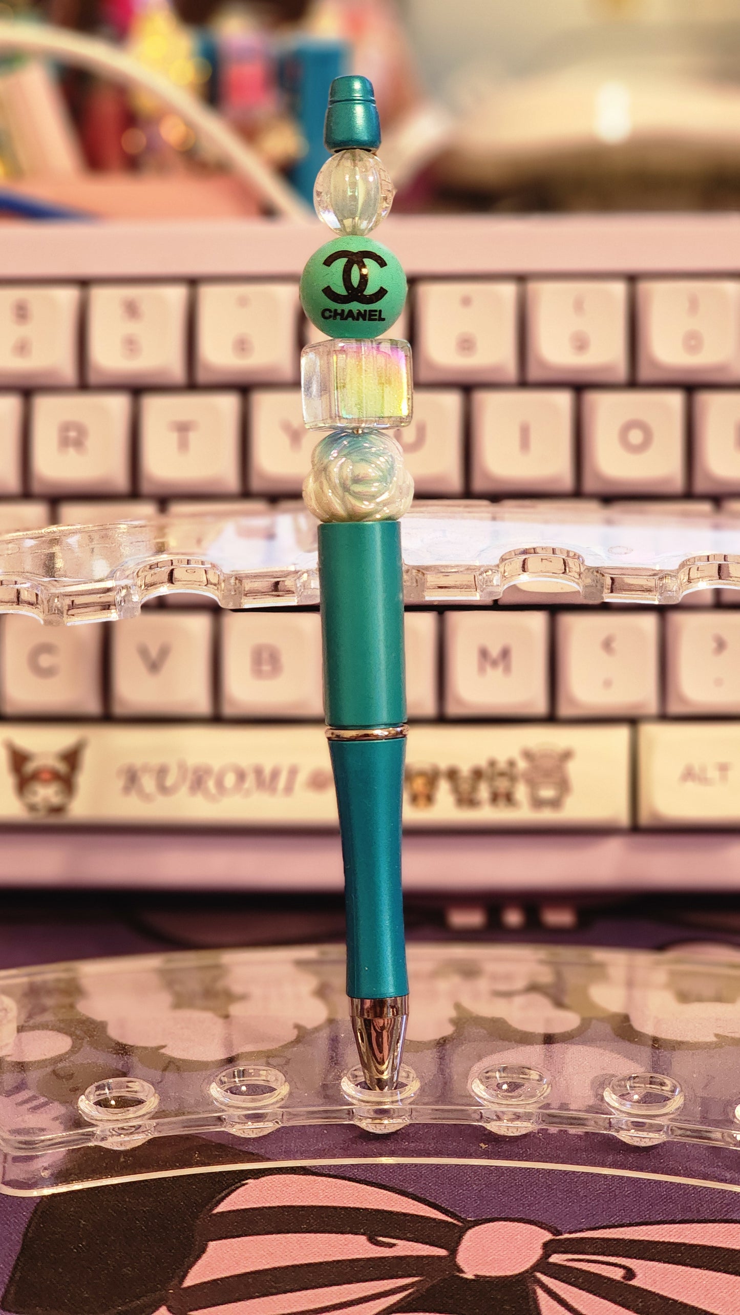 Beaded Wonderland-Beaded Pens Blue Rose Chanel