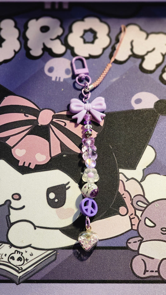 Purple Glow In The Dark Heart Keychain, Bag Charm or Planner Chain