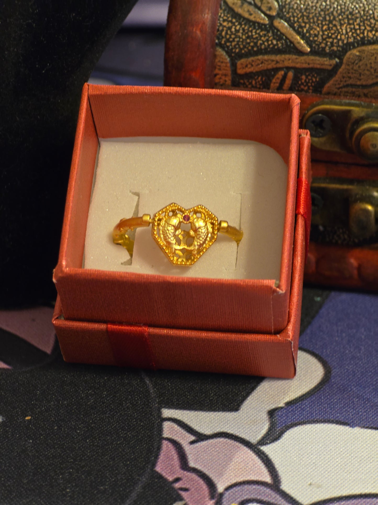 Golden Lock Heart Ring