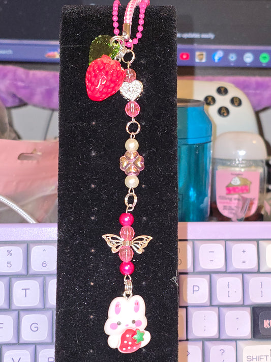 Bunnies Strawberries & Spring Phone Charms (Pink)- Spring Fling