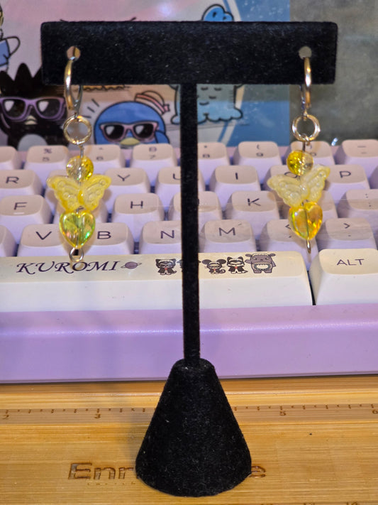 Sizzling Summer Stock - Lemon Yellow Butterfly Earrings