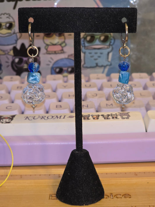 Sizzling Summer Stock - Romantic Blue Sky Rose Earrings