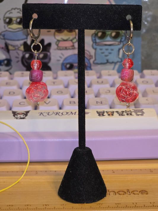 Sizzling Summer Stock - Lips Of A Red Rose Earrings