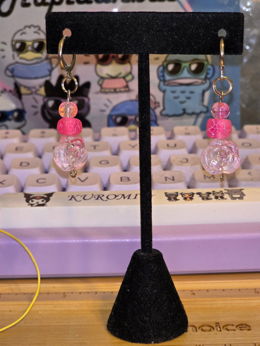 Sizzling Summer Stock - Passion Pink Rose Earrings