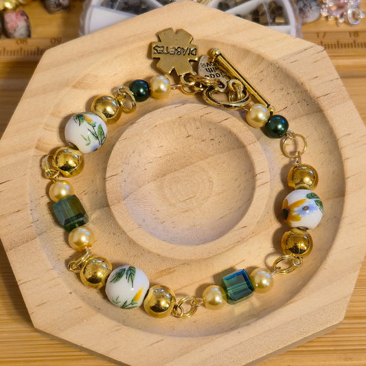 Sunflower Splendor Diabetes Bracelet